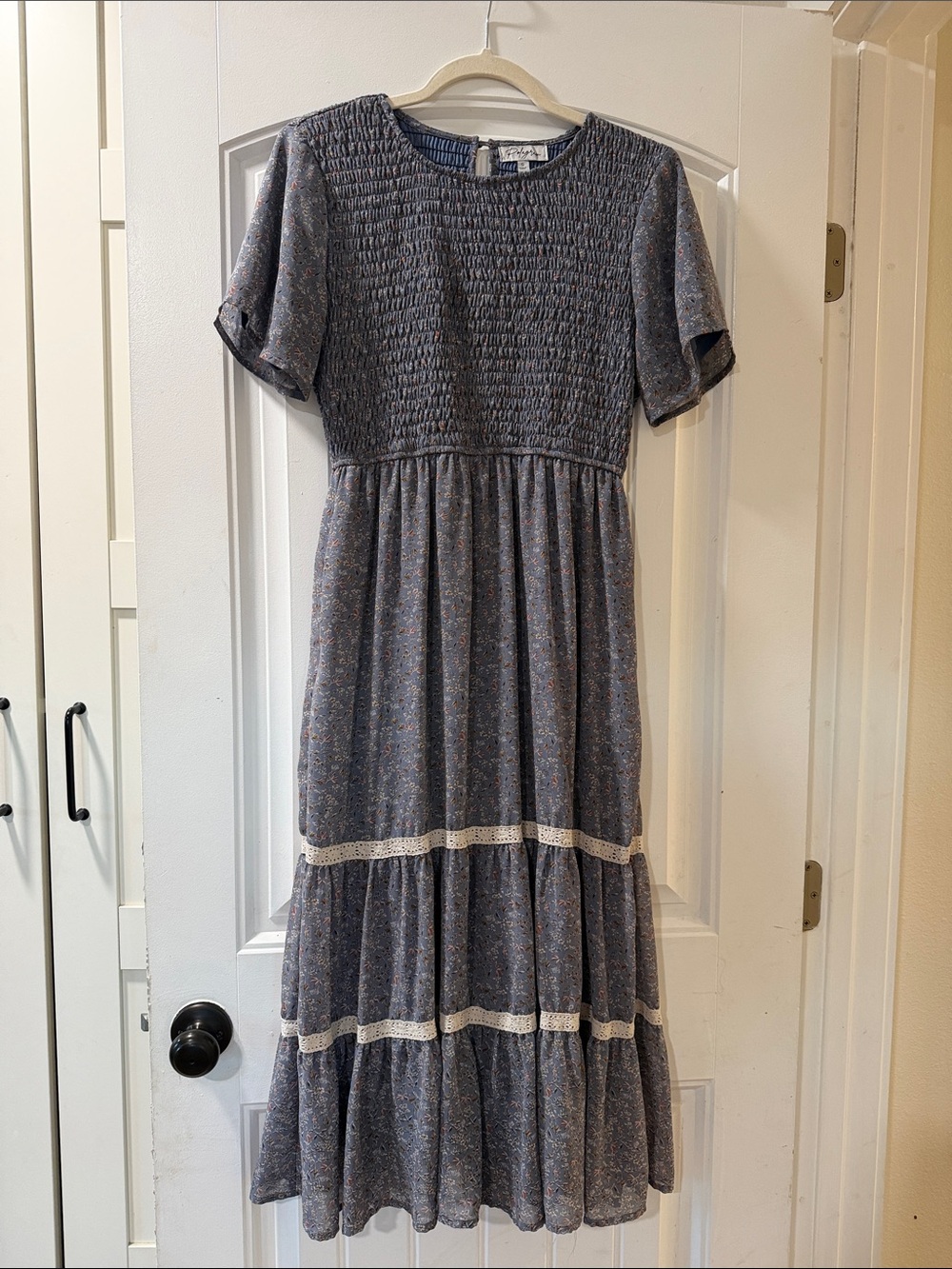 Polagram Blue Floral Smocked Top